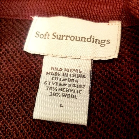 Soft Suroundings coat knit Large button snap bell sleeve maroon black roses - Picture 4 of 15